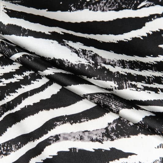 Тканини для суконь - Атлас шовк стрейч зебра чорний