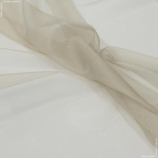 Ткани гардинные ткани - Тюль микросетка Блеск бежевая с утяжелителем