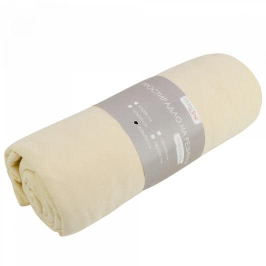 Ткани простыни - Простынь трикотажная на резинке кремовый 180х200