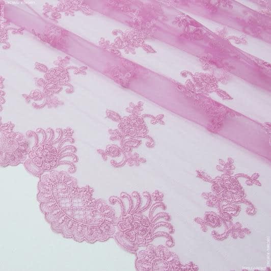 Тканини мереживна тканина - Гіпюр завиток рожевий