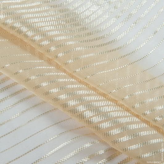 Тканини гардинні тканини - Тюль вуаль смуга беж