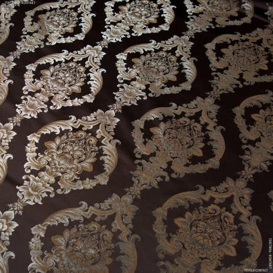 Ткани для штор - Декор жаккард Рио вензель коричнев.медь