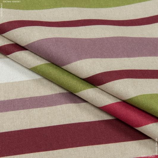 Ткани для штор - Декоративная ткань Ярма полоса фуксия, натуральний