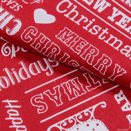 Тканини для штор - Декоративна новорічна тканина Чарівне Різдво фон червоний СТОК
