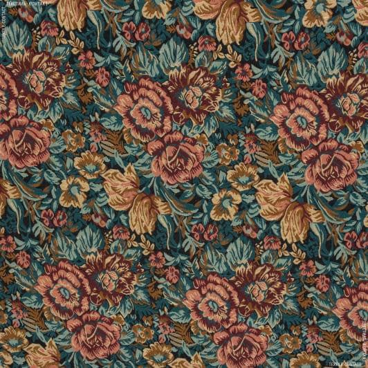 Ткани для чехлов на стулья - Гобелен цветы пиона бордо,беж фон ченый
