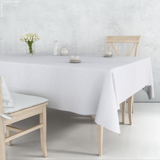 Тканини текстиль для кухні - Скатертина рогожка Ворп, білий 130х130 см