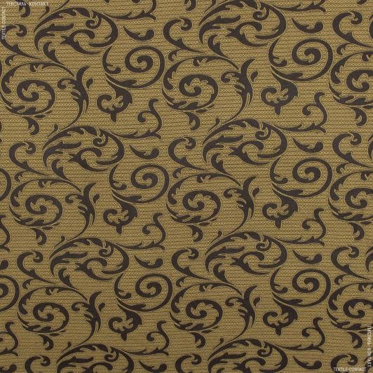 Ткани для чехлов на стулья - Декор-гобелен вязь старое золото,коричневый