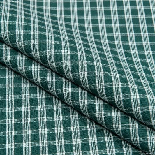 Ткани для римских штор - Декоративная ткань Рустикана клеточка т.зеленая