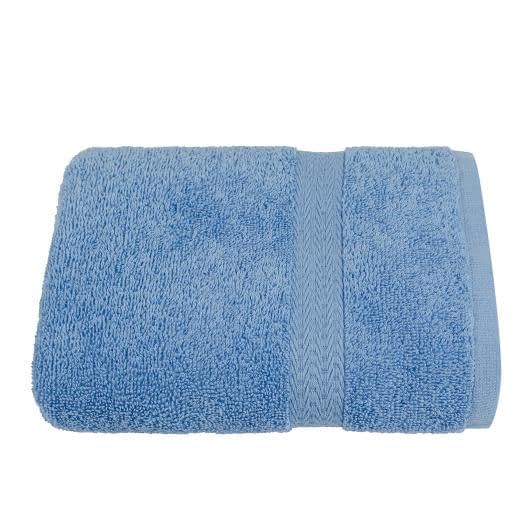 Ткани махровые полотенца - Полотенце махровое с бордюром 50х90 синее