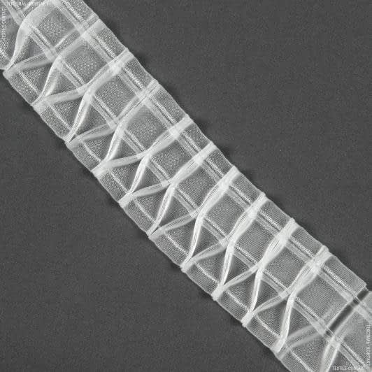 Тканини фурнітура для декора - Тасьма шторна Y-буфи прозора КС-1:3 75мм±0.5мм/50м