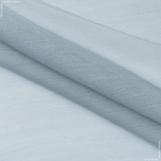 Тканини гардинні тканини - Тюль Еллі колір сіро-блакитний з обважнювачем