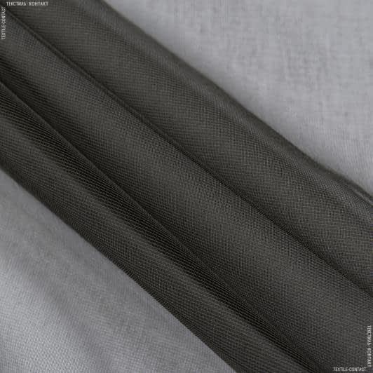 Ткани для драпировки стен и потолков - Тюль сетка Микро нет т.коричневая с утяжелителем