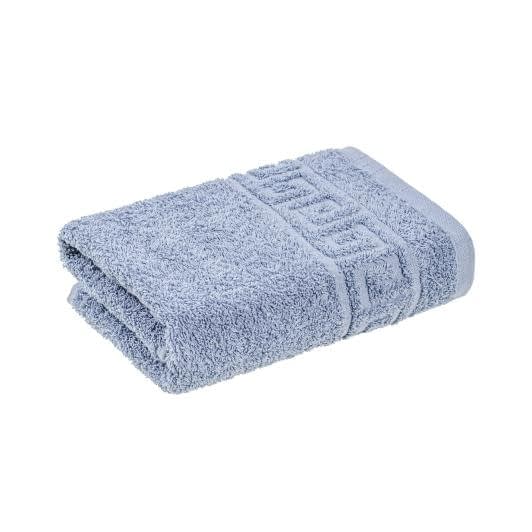 Ткани махровые полотенца - Полотенце махровое с бордюром 70х140 серо-голубой