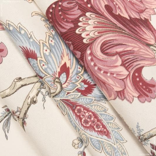 Ткани портьерные ткани - Декоративная ткань панама Рамас /RAMAS  цветы, бордова