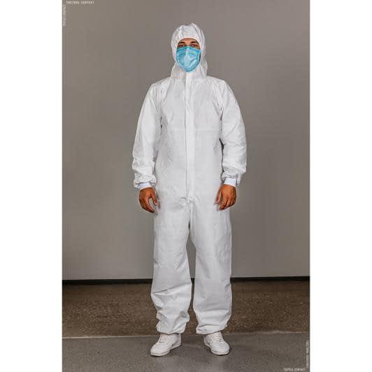 Ткани защитные костюмы - Защитный комбинезон многоразовый с капюшоном (герметизация швов ультразвуком)  L