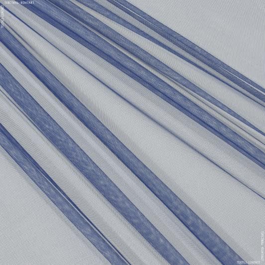 Ткани гардинные ткани - Тюль сетка  мини Грек  сине-голубой