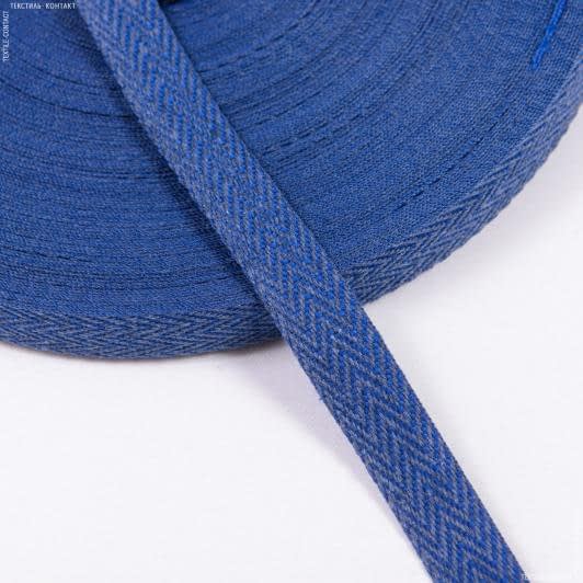 Тканини фурнітура для декора - Декоративна кіперна стрічка ялинка синьо-сіра 15 мм