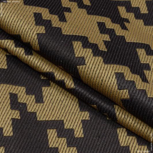 Тканини для чохлів на стільці - Декор-гобелен Графіка колір старе золото, коричневий