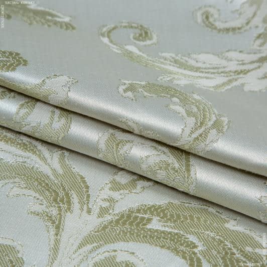 Тканини портьєрні тканини - Декоративна тканина Каті в'язь колір оливка