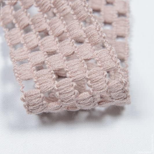 Ткани фурнитура для декора - Тесьма шенилл Макраме св. розовый 60 мм