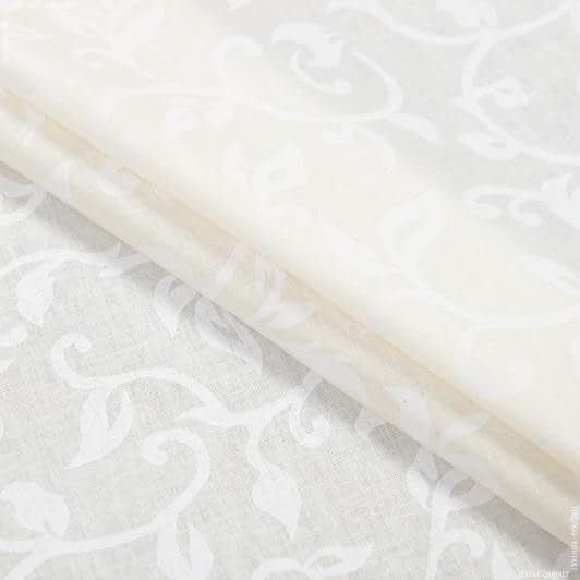 Ткани для постельного белья - Бязь набивная  ГОЛД DW белый вензель на молочном