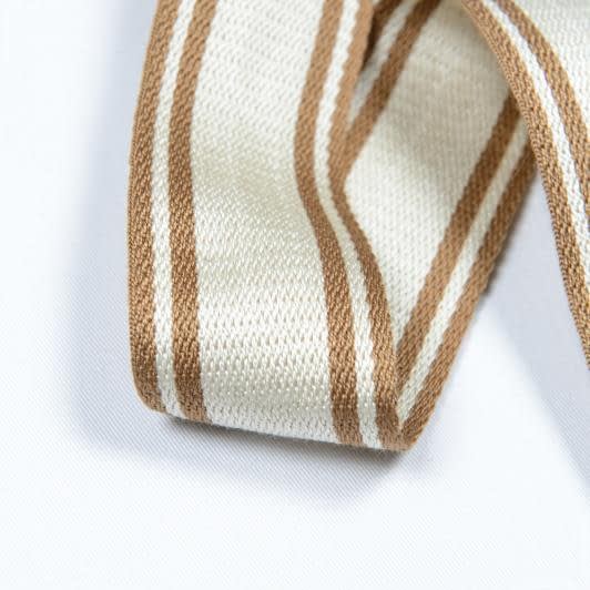 Ткани для декора - Тесьма двухлицевая полоса Раяс цвет кремовый,т.беж 48мм (25м)