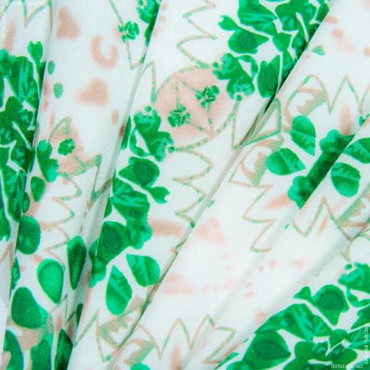 Тканини для блузок - Крепдешин принт мигдаль зелений