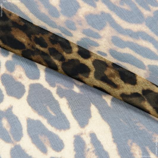 Тканини шифон - Шифон принт леопард жовто-коричневий
