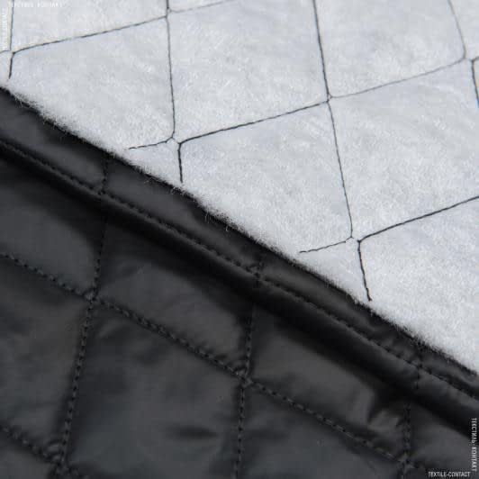 Тканини для курток - Плащова LILY лаке стьогана з синтепоном 100г/м 4см*4см чорний