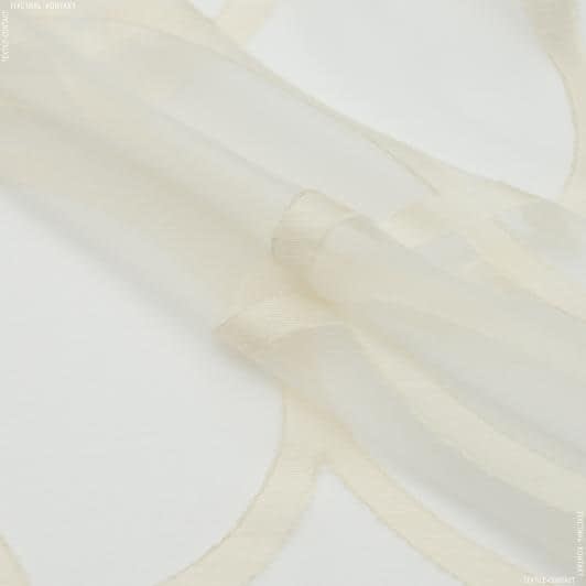 Тканини гардинні тканини - Тюль органза жакард Сільва колір крем з обважнювачем