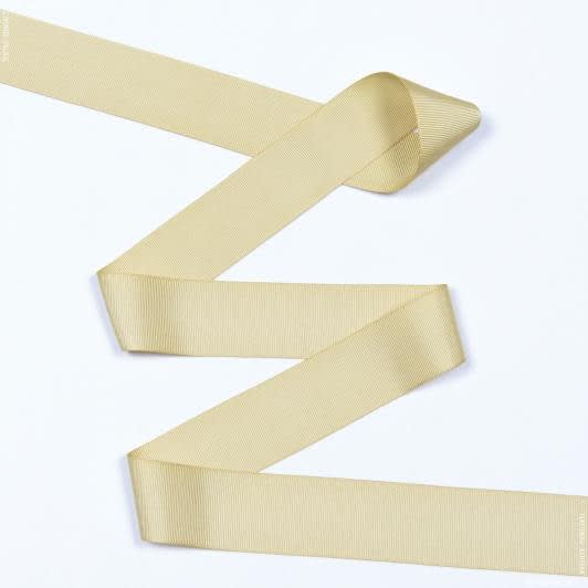 Ткани для украшения и упаковки подарков - Репсовая лента Грогрен  желто-оливковая 40 мм