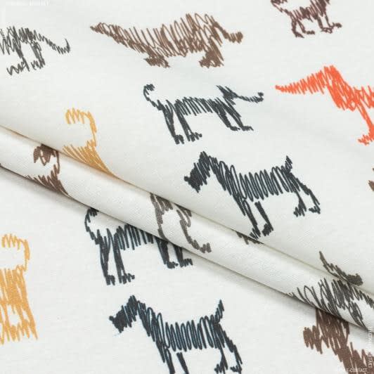 Тканини для штор - Декоративна тканина лонета Собачки кольорові