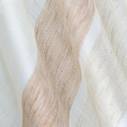 Тканини гардинні тканини - Тюль льон Ароя смуга св.коричнева