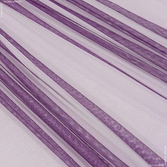 Тканини гардинні тканини - Тюль сітка  міні Грек  пурпуровий