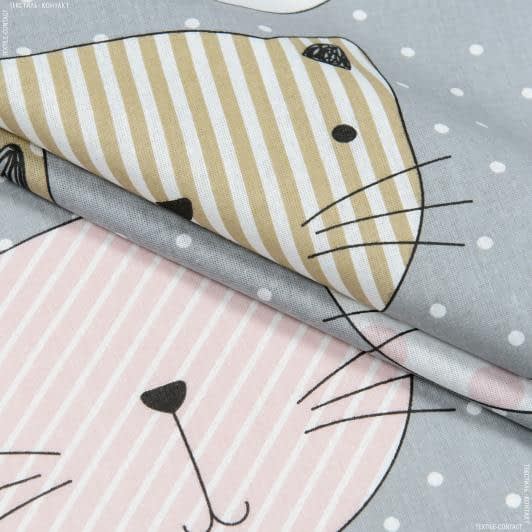 Тканини для дитячої постільної білизни - Бязь набивна коти в окулярах