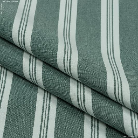 Ткани для скатертей - Декоративная ткань Рустикана полоса широкая т.зеленая