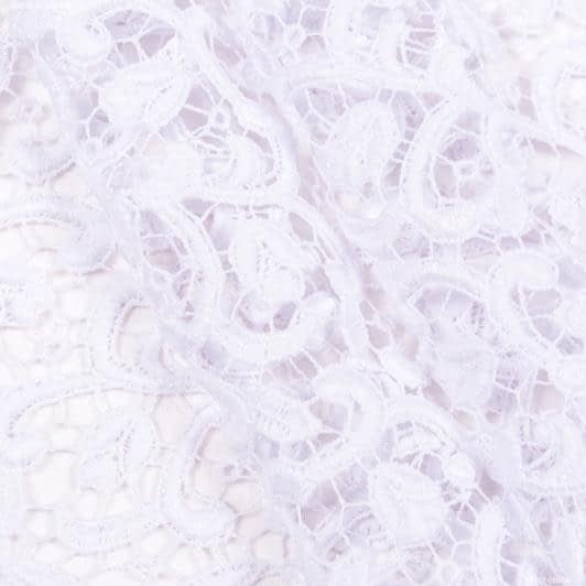 Тканини мереживна тканина - Гіпюр з фестоном гілочки білий