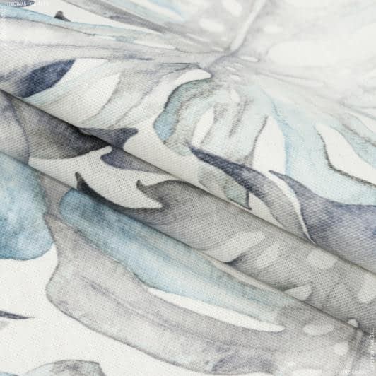 Тканини портьєрні тканини - Декоративна тканина самарканда/samarcanda монстера сіро-блакитний