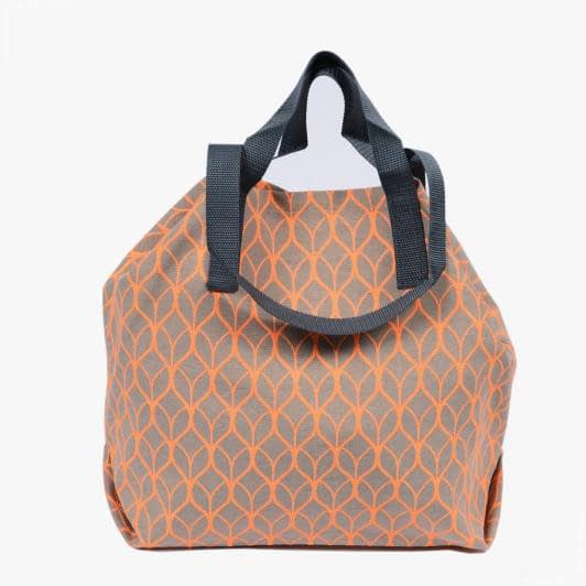 Тканини сумка шопер - Сумка шопер Дайніс бежева  яскраво-помаранчевий 50х50 см