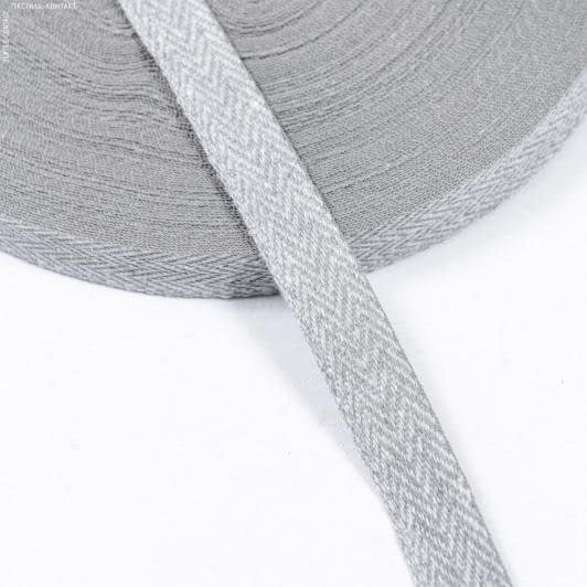 Ткани фурнитура для дома - Декоративная киперная лента елочка серая 15 мм