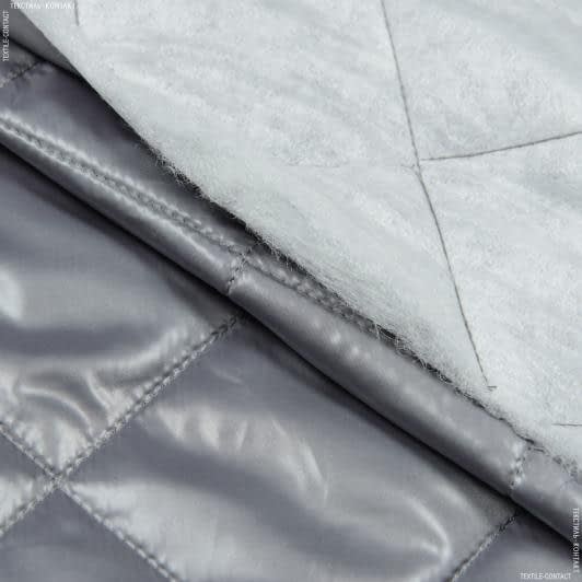 Ткани для верхней одежды - Плащевая Руби лаке стеганая с синтепоном 100г/м 7см*7см темно-серый