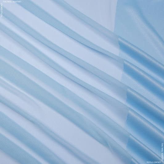 Ткани гардинные ткани - Тюль вуаль Квин/QUEENS  купон полоса  голубой
