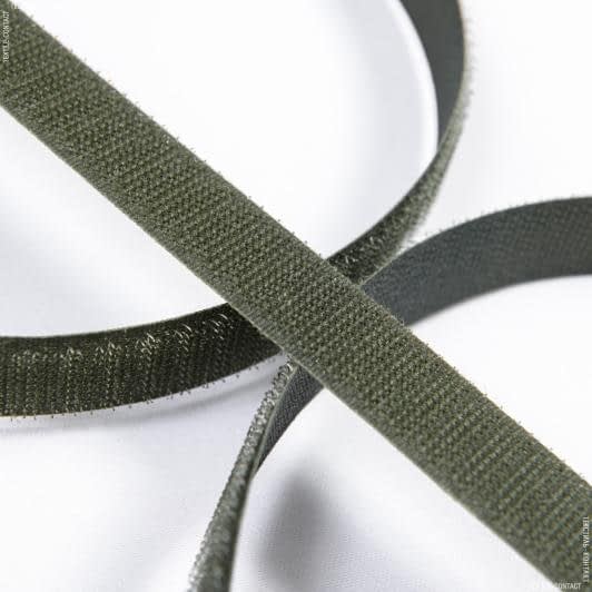 Ткани для одежды - Липучка Велкро пришивная жесткая часть цвет хаки 20мм/25м