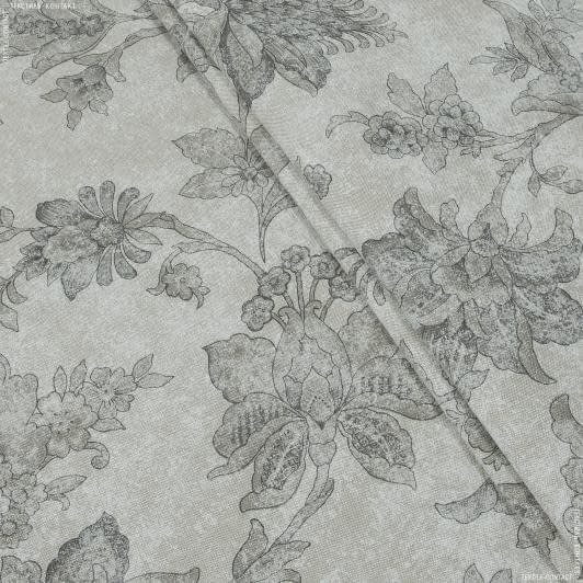 Тканини для штор - Декоративна тканина Файдіас квіти сірий