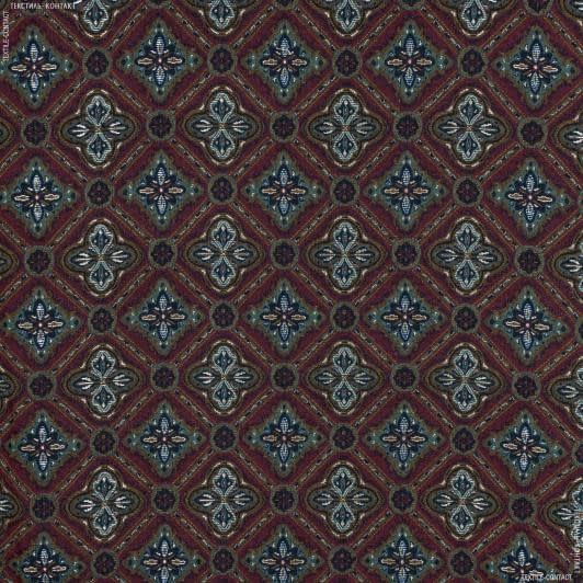 Ткани для портьер - Гобелен   мозаика ромб /бордо,зеленый