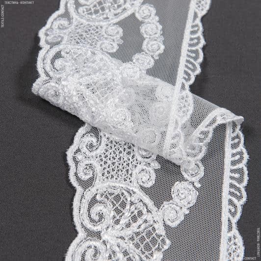 Тканини для ляльок - Декоративне мереживо Данія колір білий  9 см