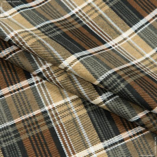 Тканини для сорочок - Фланель сорочкова клітина коричневий