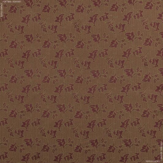 Тканини для декоративних подушок - Декор-гобелен листя плющу бордо,старе золото