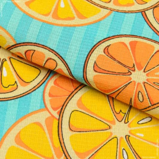 Ткани хлопок - Ткань полотенечная вафельная набивная апельсины