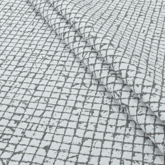 Ткани портьерные ткани - Жаккард Трамонтана ромбик серый, молочный